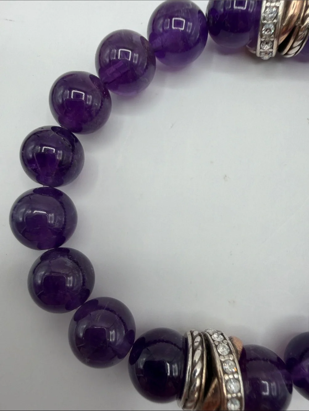 Brighton Neptunes Ring Beaded Purple Agate Stretch Band Bracelet